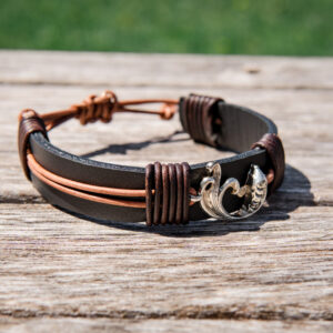 Koi Charm Leather Cuff - Medium