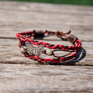 Butterfly Jade Leather Cuff - Medium